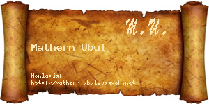 Mathern Ubul névjegykártya